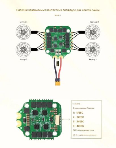 Контроллер скорости ESC Returner 3–6S 32Bit AM32 65A (4IN1) V2