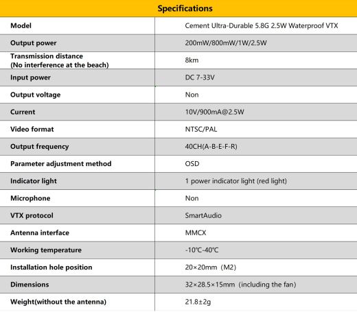 Видеопередатчик DarwinFPV Cement Ultra-Durable 5.8G 2.5W Waterproof VTX