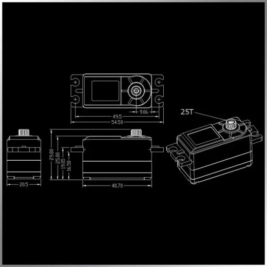 KMBLS4707HV цифровой низкопрофильный сервопривод с металлическими шестернями
